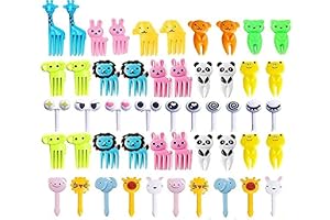 Yangcan0507 50 Pcs Food Fruit Fork Picks for Kids Cute Animals Bento Box Decor ForksCake Little Forks Dessert Forks Mini Cartoon Toothpick for Cake Dessert Pastry Party Supply