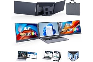 Yinker 15,6” FHD triplo schermo laptop estensione UNO cavo di collegamento per laptop 11‘’-16‘’ ruotabile a 360° e ripiegabile per lavoro, viaggi, gioco