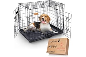 BELOFAY Dog Crate | Dog Cage 30-Inch Heavy Duty | Collapsible Metal Frame with Dual Access Doors, Chew-Resistant Removable Base Tray, Sliding Lock & Carry Handle – Ideal for Puppy Training & Travel