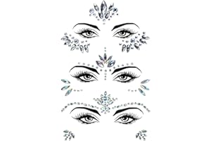Sularpek 3 Ensembles Strass Autocollant Visage, Strass Maquillage Visage, Visage Bijoux Maquillage Strass Autocollant, pour Maquillage Festival Tatouages Temporaires pour le Corps Auto adhésif