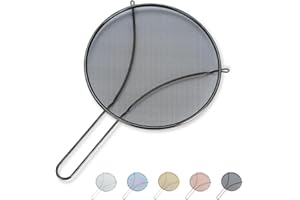 Evanda 25 CM Schwarzes Spritzschutz zum Kochen, Edelstahl-Feinmaschchen für Bratpfanne, Fettschutz für Pfanne, um heiße Ölspritzer zu stoppen, schützt die Haut vor Verbrennungen, sicherer Kochdeckel