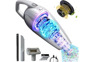 SRAYG Handstaubsauger,16000Pa Handstaubsauger Akku Testsieger Beutellos,120W Autostaubsauger Stark Mini Nass/Trocken Handsauger Kabellos Staubsauger für Haus,Metal Filter,Weiß [2025 Hohe Leistung A++]