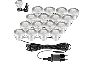 Bigzom Set med 16 infällda spotlights, utomhus, varmvit, mini LED-spotlight, vattentät, IP67, lämplig för utomhustrapppunkt