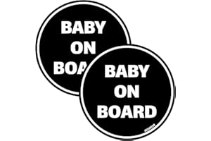 GEEKBEAR Baby on Board Sticker for Cars (Black - 2 Pack) - No Magnet or Suction Cup - Safety Sign - Cute and Funny Car Sticker Decal for Window Bumper