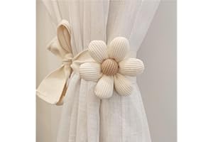 Herfair 2 Stück Vorhang Raffhalter Gardinenband, Niedlich Bär Blumen Gardinenclips Vorhanghalter, Gardinen Seil für Haus Kinderzimmer Deko (Blumen-B)