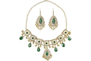 VLYX Traditional Indian Jewellery Set for Women - Necklace & Jhumka Earrings - Boho Ethnic Style for Wedding Party & Festive Accessories