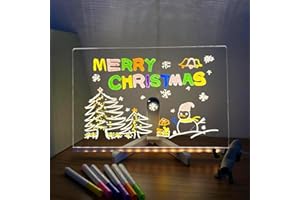 ZANWANXIN Pizarra LED Acrílica Creativa y Reescribible Con Colores - Tablero de Mensajes Luminoso, Dibujo y Notas (11.8 * 7.9in)