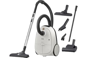 AEG AB61H6SW Aspirapolvere con sacchetto, elevata potenza di aspirazione su tutti i pavimenti, con ugelli aggiuntivi, 50% plastica riciclata, ideale per asmatici, persone allergiche, proprietari di