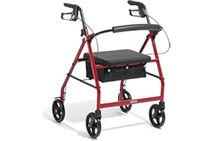 DRIVE DEVILBISS HEALTHCARE Drive R6 Red Aluminium Rollator with Padded Seat and Vinyl Underseat Bag