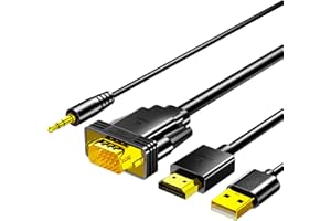 biaze ZH51 VGA auf HDMI Adapter mit Audio, 1080P@60HZ Adapter mit Stromversorgung über USB, VGA-Stecker-auf-HDMI Buchse Konverter für Monitor PC Ausgangsquelle zu TV/Monitor
