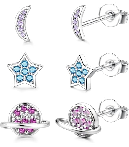 LEEQ 2 Paia Orecchini A Fiore Margherita In Argento 925 Con Zirconi - Gioielli Ipoallergenici Per Donna E Bambina
