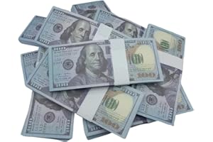 OWOAOOWL Prop Money Copy Money,100 x $100 Dollar Full Print Old Style Stack in Bank Strap,Copy 10 Dollar Bills, for Money Gun Cash Cannon Film Play Toy Fake Money Pretend Notes Casino Party Accessories