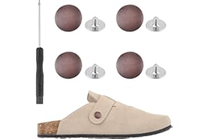 GOSKNOR 4pcs Replacement Rivets for Boston Clogs Shoes, Easy Install Strap Button Replacement Compatible with Boston Footbed Clogs Shoes with Screwdriver and Screws for Women Men (Red Bronze)
