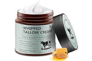 HUALIJIA Beef Tallow Creme, Bio Beef Tallow Skincare (120g), Grassgefüttert Rindertalg Creme mit Honig Bienenwachs - Tief Feuchtigkeitsspendend für Gesicht und Körper, Schnelle Absorption, Nicht Parfümiert
