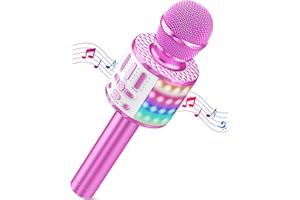 MICQUTR Wireless Microphone with Lights, Karaoke Bluetooth Microphone for Kids Adults, Portable Toy Karaoke Mic Speaker Machine, Home KTV Player Support Phone/Pad/TV for Party Singing, Boys Girls Best Gifts