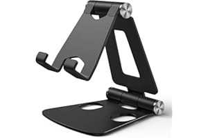 WIMAHA Soporte Teléfono Móvil,Multiángulo Soporte Mesa, Escritorio Aluminio,Soporte Plegable para Phone 15 14 13 XS XS MAX XR X 8 7 6 Plus, Samsung S8 S7, Huawei, Otras Smartphones (Gris arma)