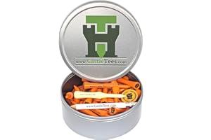 Castle Tees Lot de 140 tees de golf officiels en bambou - 9 tailles et couleurs - Qualité supérieure - Super résistant - Orange violet rose bleu ciel blanc jaune bleu marine rouge vert