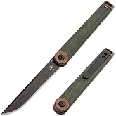 B&ouml;ker Plus BOKER PLUS&reg; Kaizen Yeşil Kanvas Micarta - Micarta Saplı Hafif EDC &Ccedil;akı Malzeme - Beyefendi Bı&ccedil;ağı D2 &Ccedil;elik Bı&ccedil;ak -