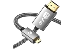 Silkland Cable Micro HDMI a HDMI 2.1 1M, 8K@60Hz, Soporta Ethernet, 3D, HDR y eARC, Compatible Con GoPro Hero 9/8/7/6/5, Raspberry Pi 5/4, Sony Camera A6300 A6400