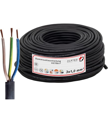 Cable Goma H07RN-F 5G1,5 5x1,5mm² Negro - Venta Por Metros (50m A 500m) Cable Flexible Alemán 750V