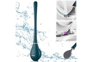 BAINUAI Elastyczna szczotka do toalety z silikonu, silikonowa szczotka do WC z płaską i giętką głowicą, nowoczesna szczotka do WC do montażu na ścianie bez wiercenia, ze stojakiem do suszenia Chnell