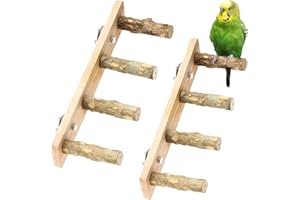 Honicemar 2 PCS Échelles en Bois pour Cage à Oiseaux Perroquets Perchoirs Jouets Oiseaux pour Petits et Moyens Perroquets Favorise l’Exercice et la Santé Mentale