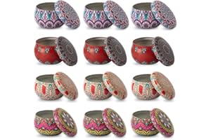 Surmounty Kerzen Dosen 12Pcs Leeren Dosen, Kerze Behälter Kerzenherstellung Zubehör mini Metalldose mit Deckel, Kerzenhalter Mini Boxen für DIY Kerzen(zufällige Farbe)