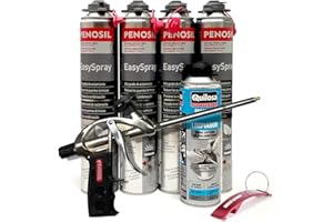 Schiuma Proiettabile in Poliuretano + Pistola Basic + Detergente in Schiuma Fresca - Portachiavi Bricolemar in Regalo (Pistola Basic + 4 Schiume + 1 Detergente)