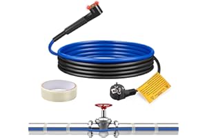 Rohrheizkabel für Rohrfrostschutz,Ci-Fotto 1M Selbstregulierendes Enteisungs-Heizkabel mit Eingebautem Thermostat zum Schutz von Wasserrohren,Metall-/Kunststoffhausrohren,Dachrinnen(15W/M)