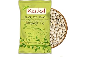 ‎KAJAL Kajal Schwarzaugenbohnen 5kg - Hochwertige getrocknete Schwarzaugenerbsen für Salate, Eintöpfe und Beilagen - Reich an Eiweiß, Ballaststoffen und Nährstoffen, ideal für eine gesunde Ernährung