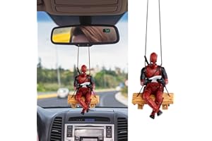 DNSHAN Deadpool Car Accessories, Classics Anime Figures Model, Funny Car Accessories Deadpool, Car Rear View Mirror Hanging Accessories for Home, Car, Desk and Computer Decorations, Birthday Romantic Gift