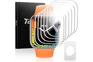 TOCOL 6 Piezas Protector de Pantalla para Apple Watch Series 9/8/7 45mm, Resistente a los Arañazos, Sin Burbujas, HD Transparente, Protector de pantalla TPU Flexible de Cobertura Total
