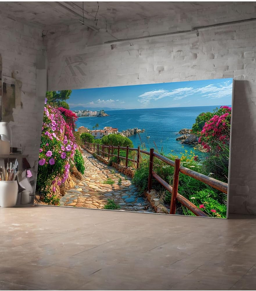 Ar Ajans Kanvas Tablo Çiçekli Yol Denizlere Açılan Muhteşem Görsel Dekoratif Kanvas Tablo 50 X 70