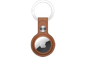 BOTTLE BEAT PU Leather AirTag Keyring Holder for Apple AirTags. Anti-Lost, Scratch-Resistant Secure Key Ring Case for Key, Dog Collar/Cat Collar, Luggage, Bag. Protective Cover Air Tag Keychain Accessory (Brown)
