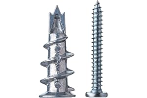 YUNLEX Plasterboard Fixings, Metal Self Drilling Plasterboard Screws Raw Plugs Cavity Wall, Driva Plasterboard Wall Plugs, Heavy Duty Drywall Anchors (20Pcs)