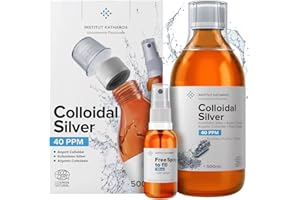 INSTITUT KATHAROS Argento Colloidale Puro 40 PPM 500 ml | Formula a Concentrazione Ottimale, Particelle più Piccole, Risultati Migliori | Certificato da Laboratorio | Flacone Spray da Riempire ed Ebook Gratuiti