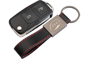 KASER Cover Guscio Scocca Chiave Telecomando 2 Tasti compatibile per Volkswagen VW Golf MK5 Tiguan Passat Seat Skoda con Portachiavi Pelle