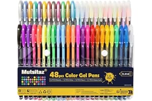 FITTOLLY Mutsitaz 48 Stück Gelschreiber Gelstifte Set Inklusive Glitter Metallisch Pastell 4 Arten für Zeichnen Schreiben Erwachsene und Malbücher
