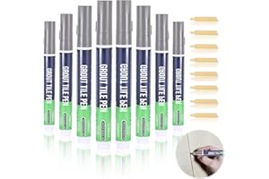 UESLWSER Grout Pen Dark Gray，8pcs Tile Grout Marker Pens, Tile Grout Pen Wall Repair Pens, Waterproof Anti-mould Grout Repair Marker,Grout Pens for Tiles Restore The Appearance of Bathroom, Kitchen