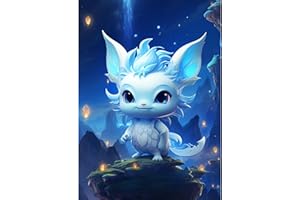 XIANGPICA 5D Diamond Painting Kits Completo,Dragone Bianco Crystal Punto Croce Rhinestone Diamond Embroidery Art and Craft Pictures Pittura Accessori, Bambini, Decorazioni da Parete