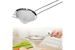 MINGZE Passoire à cocktail conique en acier inoxydable de 9 cm avec poignée - En maille métallique fine - Avec bord - Pour filtrer les thés et les cocktails
