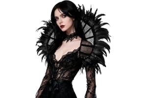 keland Victorian Lace Collar Feather Cape Stole Collar Halloween Cosplay Accessory