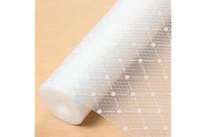 ZEYFLEEB Fridge Mats, Anti-Slip Kitchen Cabinet Drawer Shelf Mat Liner Sheets - Waterproof Strong Table Mat EVA for Fridge, Shelf Liner, Table Drawer mat (Little Flower Transparent, 45 cm X 5 Meter)