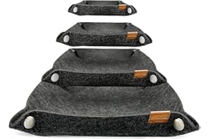 MIQIO® Design Premium Filzschalen mit Druckknöpfen - 3 +1 Set - quadratischer Aufbewahrungskorb aus Filz für Briefe, Schlüssel, Smartphone - faltbare Utensilo Schale - dunkelgrau