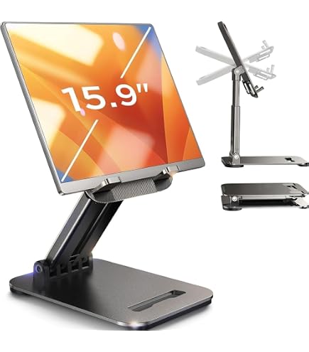 Support Tablette Rotatif 360° Réglable Et Pliable - Base Stable Avec Refroidissement, Compatible 4 à 12,9'' IPad IPhone Kindle (Noir)