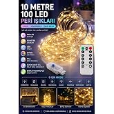 10 Metre SARI 100 LED Işıklar Peri Işıkları 8 MOD RGB Işıkları USB SARI Renkli Işık Peri Dize Işıkları Tel Fonksiyonlu S&uuml;slem