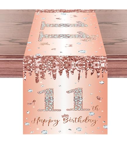 11. Geburtstag Dekoset Für Mädchen – Krone, Schärpe, Folienballon, Cake Topper, Latexballons In Roségold & Weiß