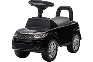 Baroni Toys Land Rover Ride-On, Macchinina Spingi e Vai per Bambini 1-4 Anni, Fari LED, Suoni Realistici, Ruote Antiscivolo, Vano Portaoggetti, Antiribaltamento 65.5x28x39 cm Nera
