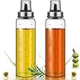 Baskety Glass Oil and Vinegar Cruet,Borosilicate Glass Liquid Metallic Lid Oil Bottle Jar Dispenser 500 ml 24cm(New Pack of 2)