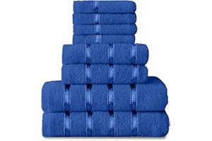 GC GAVENO CAVAILIA Towels Linen Les Serviettes, Coton, Bleu Marine, 8Pc Bale Set